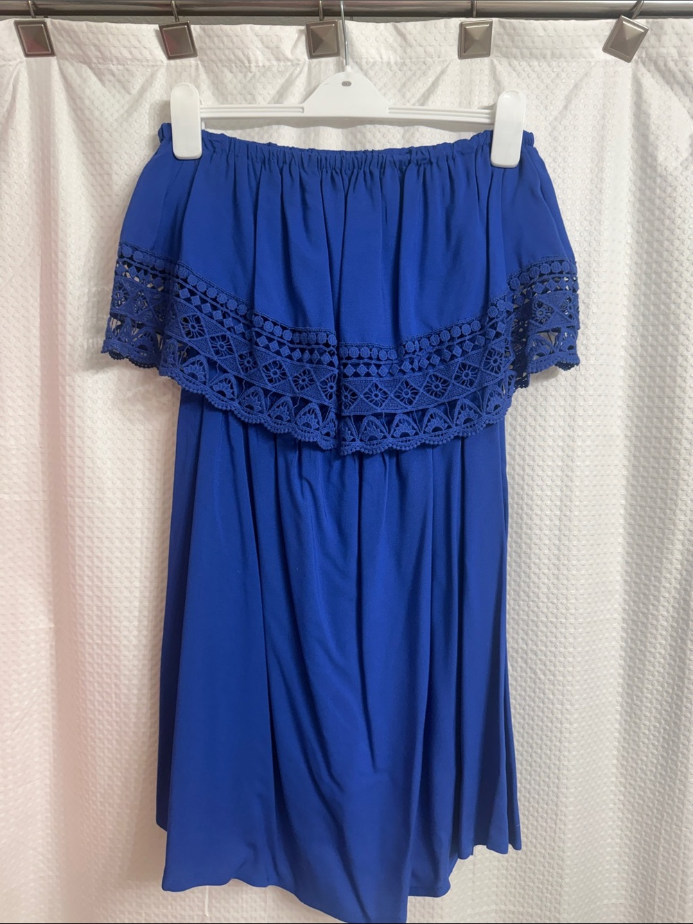 Xhilaration Royal Blue Strapless Dress with Crochet Trim Size Large